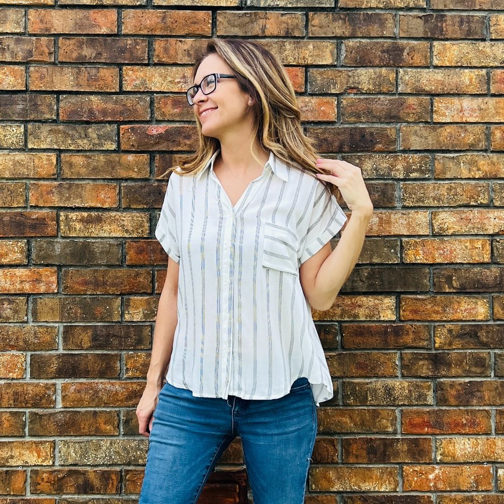 Ivory Striped Woven Top